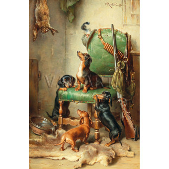 РЕПРОДУКЦИИ НА КАРТИНИ Все още не е обучен за заек (1897)